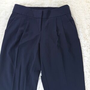 Loft Marisa Ankle Pants Women's Size‎ 2 Navy Blue Pleated Elastic Waist Corpcore